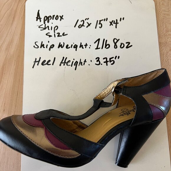 Seychelles Veronica T-Strap Spectator Pumps Size 6 Leather Black Pink Bronze - Picture 13 of 13